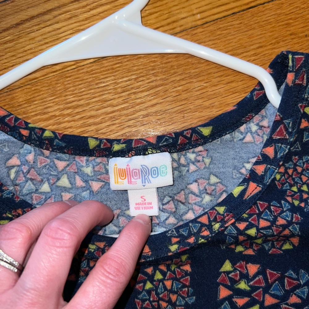 LuLaRoe Navy Top with Geometric Pattern